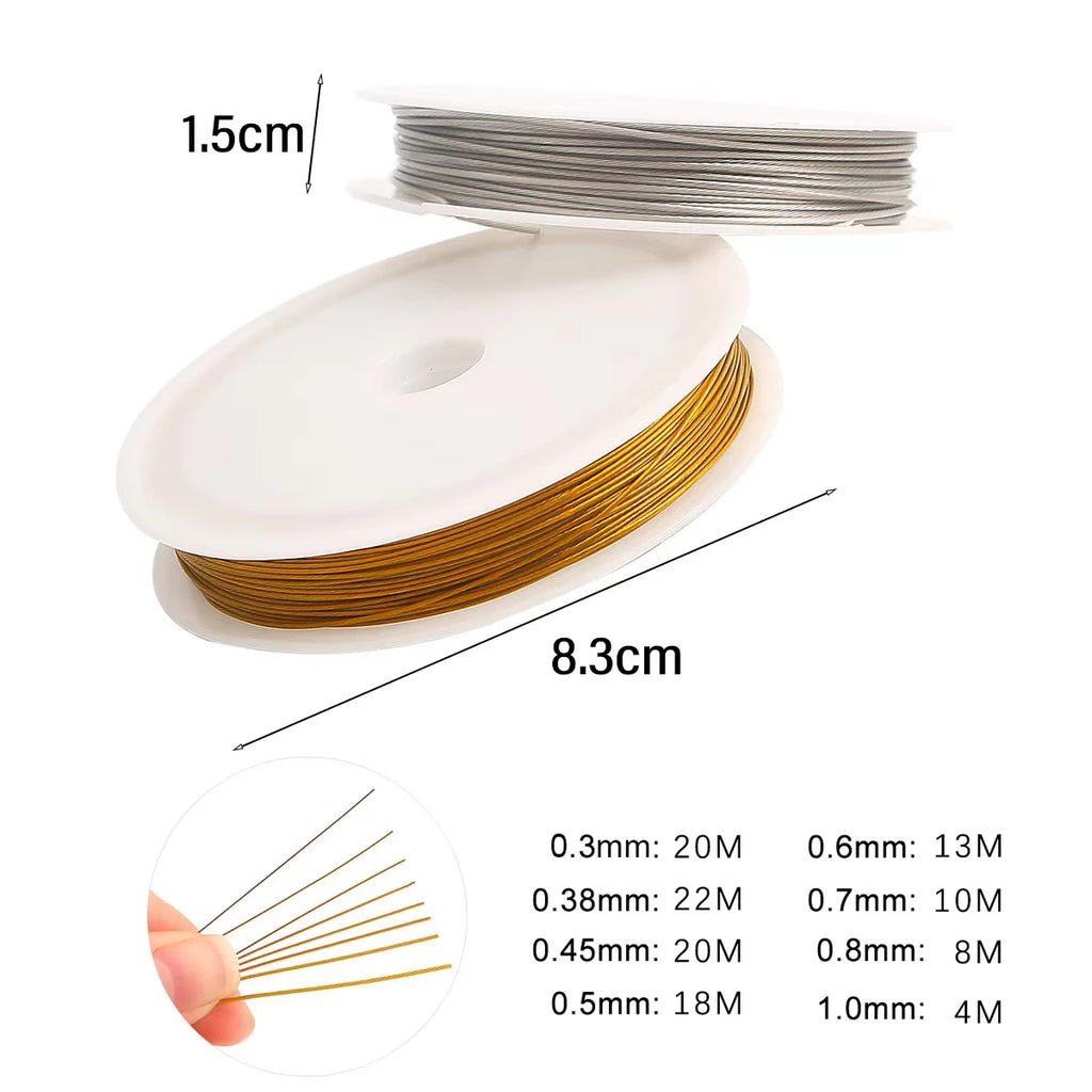 Stainless Steel Beading Cord String 0.3-1mm Strong Wire for Jewelry Making DIY Handcraft Sculpting Craft Bailing
