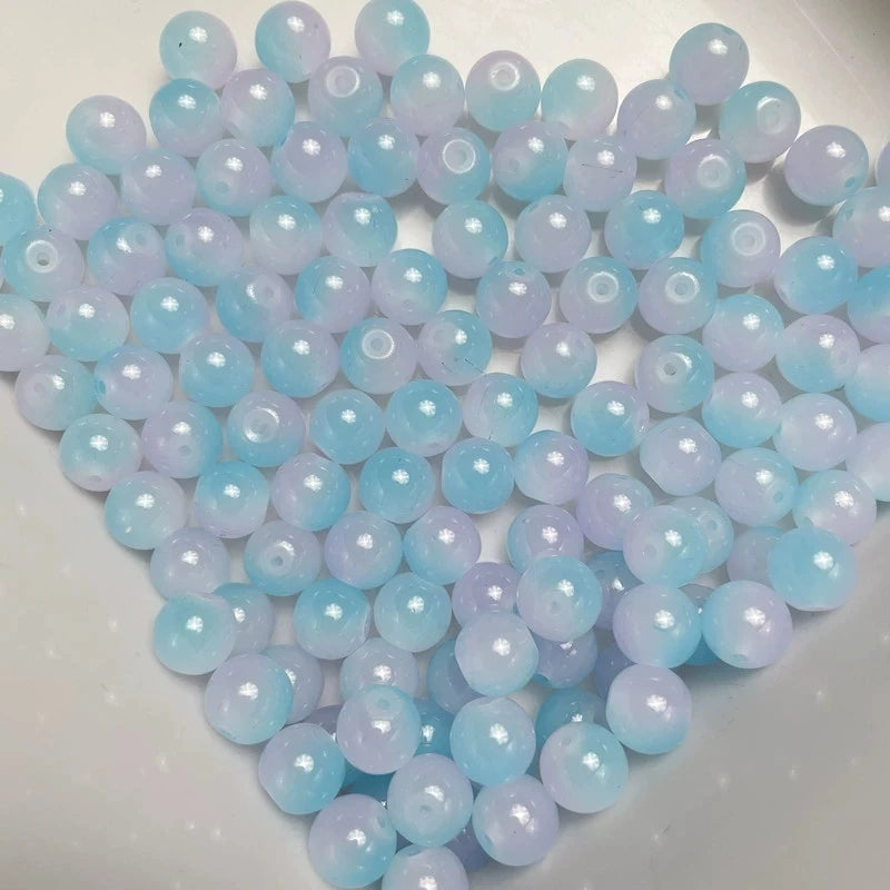 50pcs 8/10mm Dual Color Glass Round Loose Spacer Beads Jewelry Making