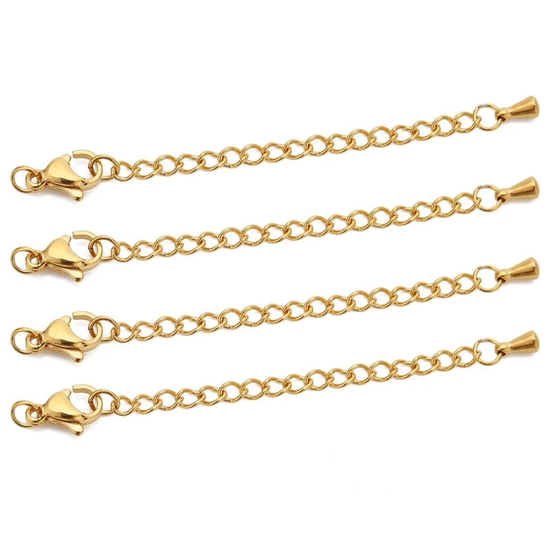 10pcs Stainless Steel Extension Chains with Lobster Clasps Connector Link