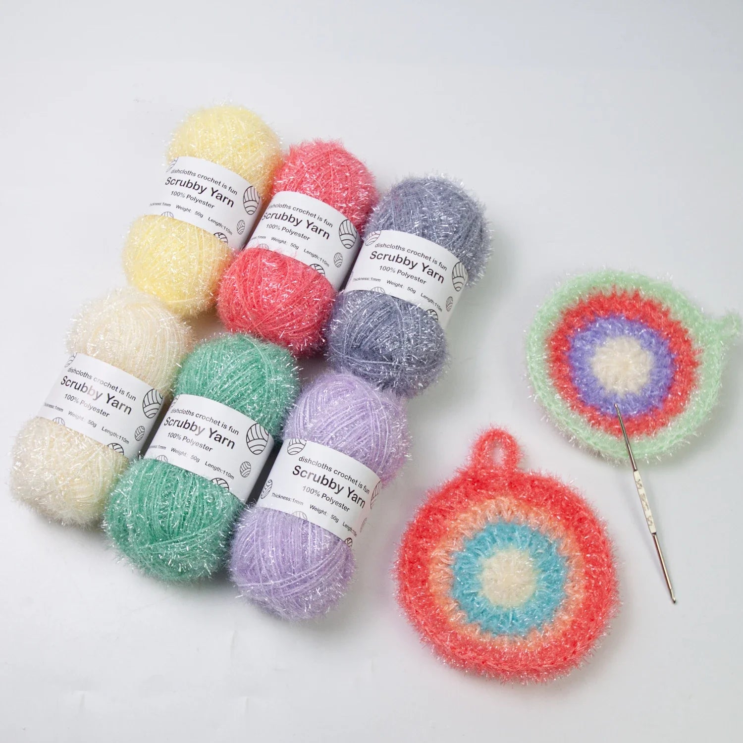 Scrubby Yarn for Scrubbies 6pcs Scrubbing Yarn Multi Colored