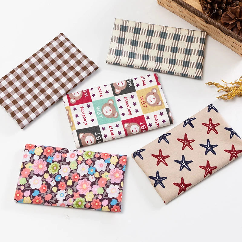 5Pcs/Set 25cmX25cm  Quilting Cloth Patchwork Needlework Handmade DIY Material