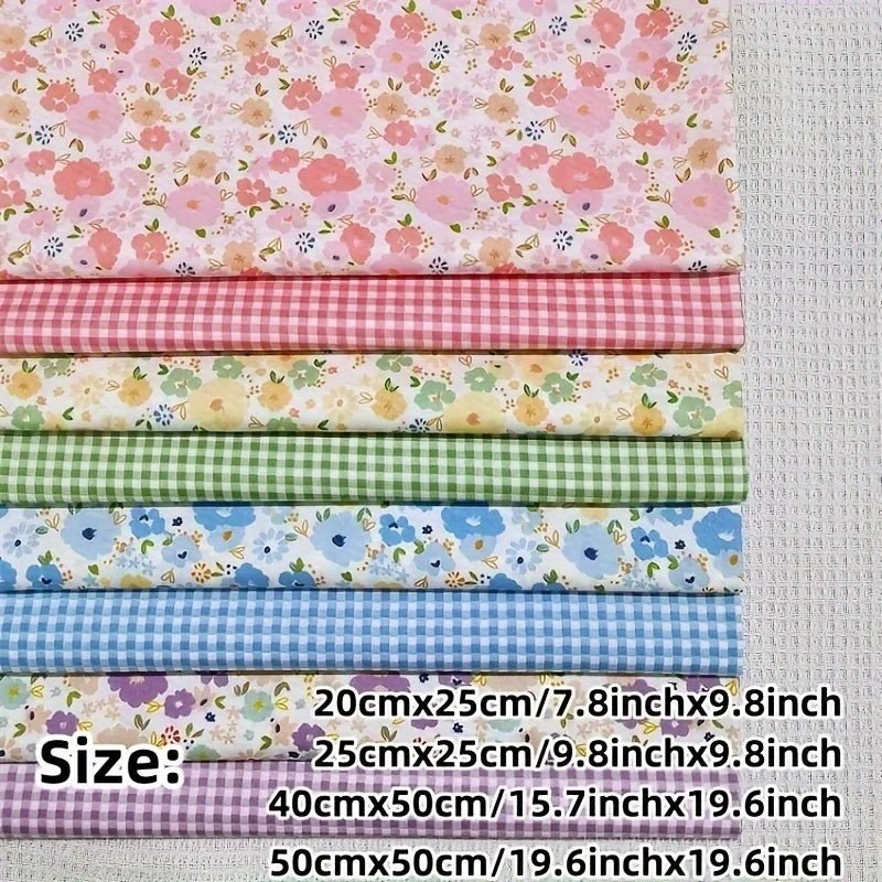 8pcs pure cotton flowermulti-color, fabric pre cut patchwork fabric.