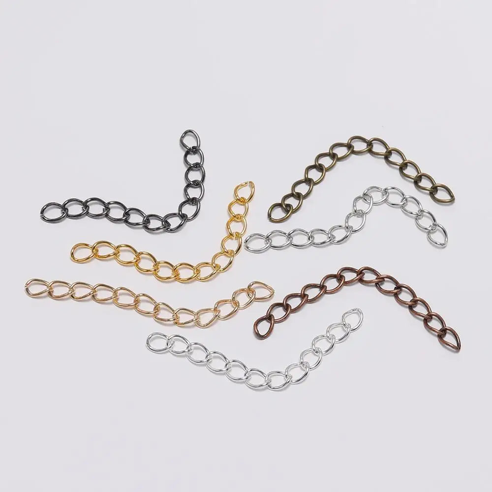 50-100pcs/lot 50mm 70mm  Necklace Extension Chain Bulk Bracelet Extended Chains Tail Extender