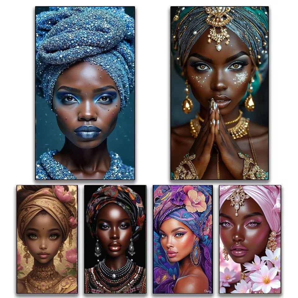 Beautiful African Woman Wearing Colored Headscarf DIY Diamond Painting New 2026.