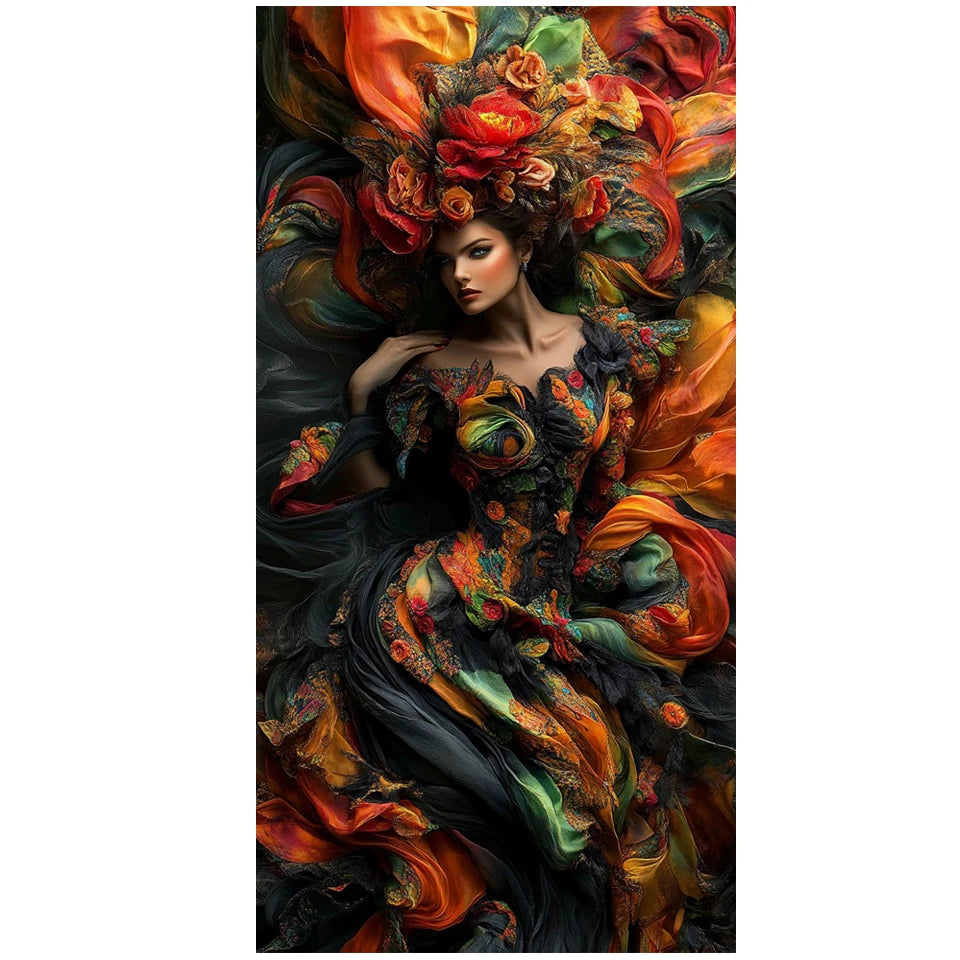 5D DIY Diamond Painting 2026 Full Diamond Mosaic Floral Goddess Artwork Diamond Embroidery Kit Rhinestone Home Decor Craft Gift
