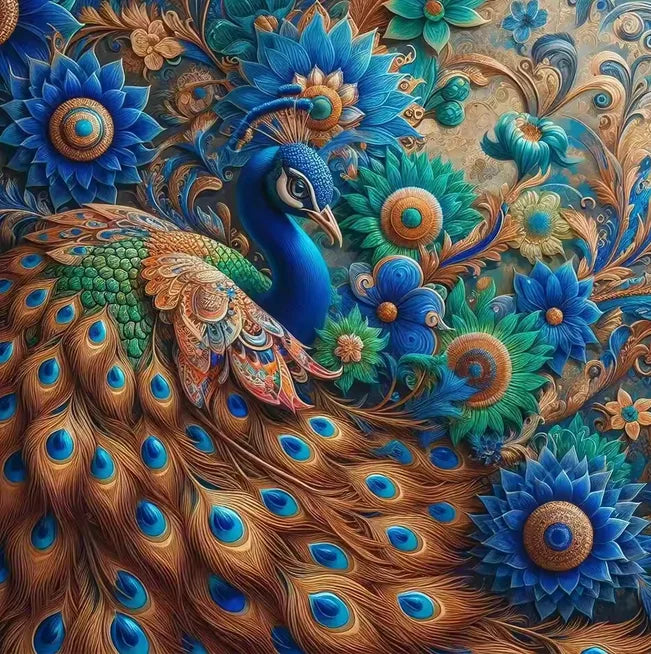 5DDi Colorful Flowers Animal Peacock Diamond Art Kits for Beginners, DIY Full Round Gem Art Picture for Gift Home Wall Decor