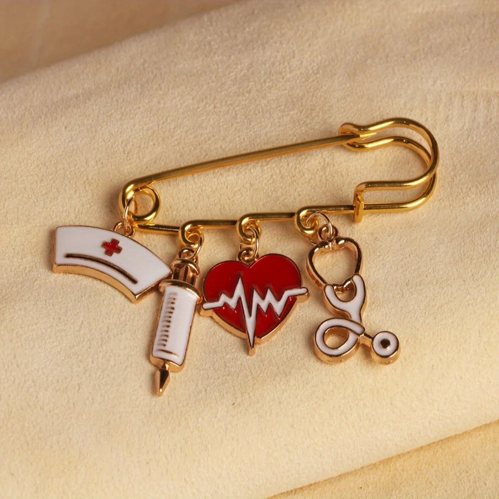 Medical Tool Brooch. Fashion paper clip design for Nurses' Day, cosplay & gifts.