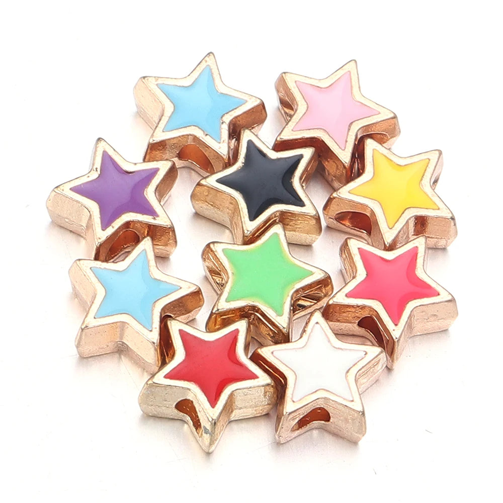 10pcs/Lot 8mm Alloy Double Sided Love Heart Enamel Beads for Jewelry Making Charms Loose Spacer Beads DIY Bracelet Necklace