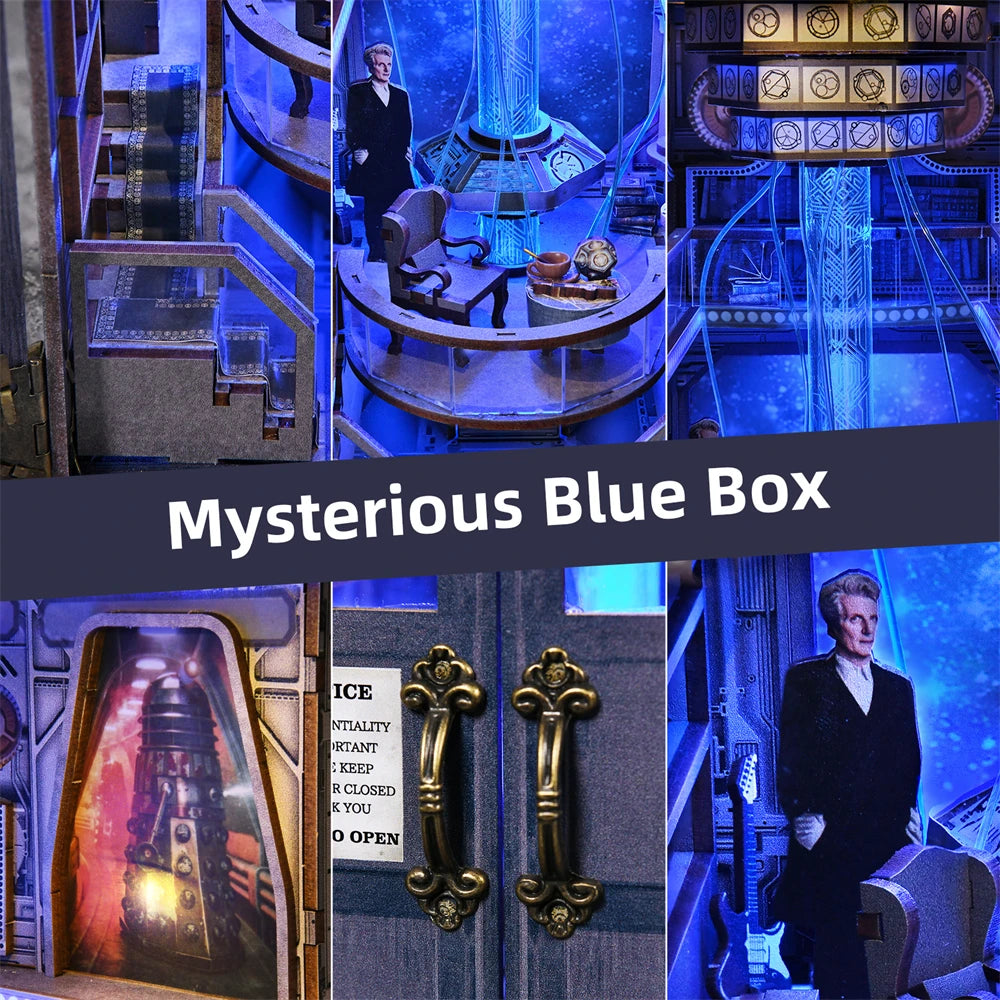 Mysterious Telephone Booth DIY Wooden Puzzle Handmade Bookshelf Dollhouse