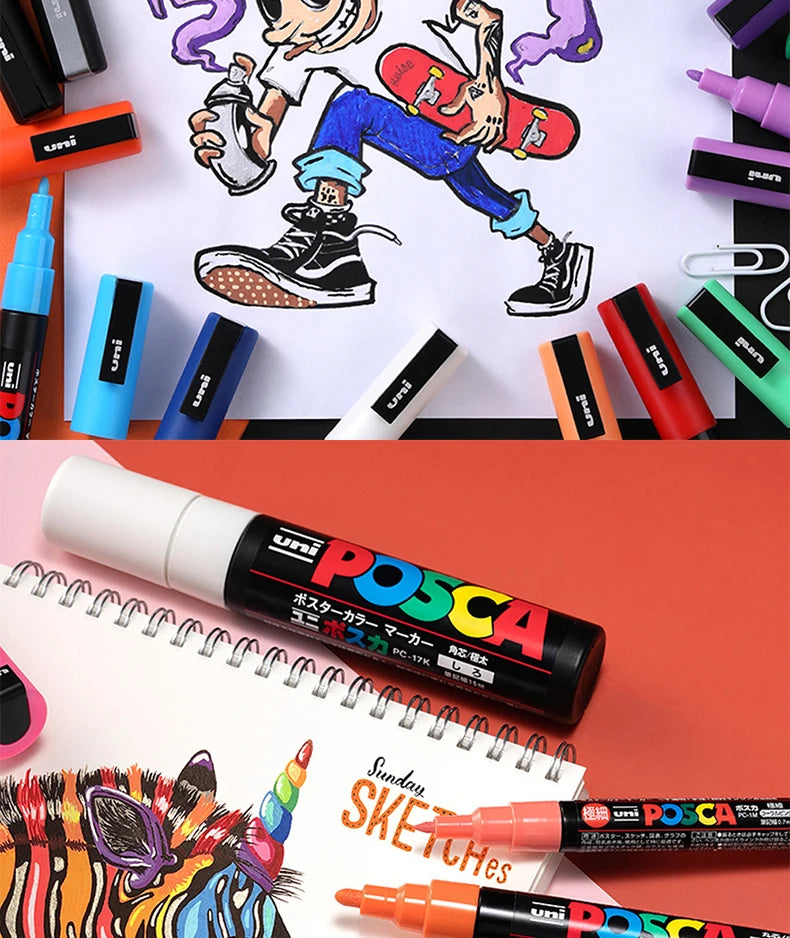 24 Color UNI Marker Pen Set Water-based Color