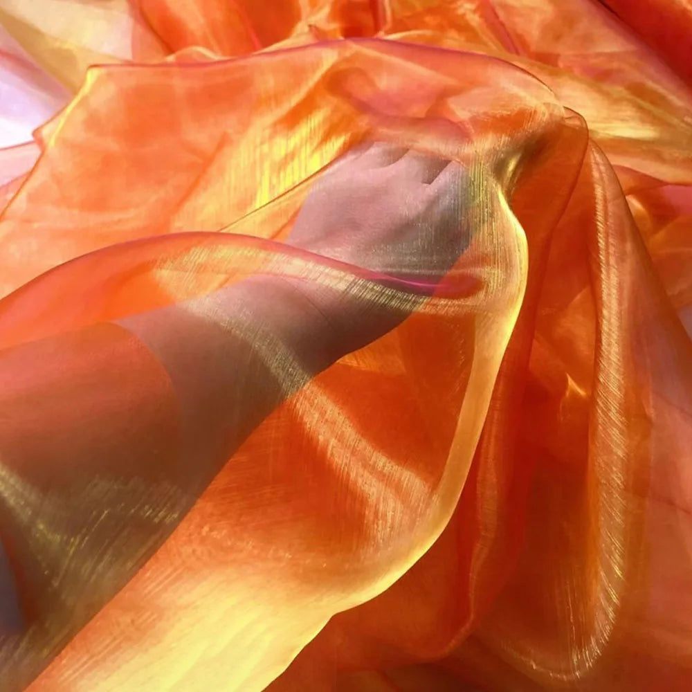 100X150cm Colorful Two-color Gradient Organza Mesh Fabric
