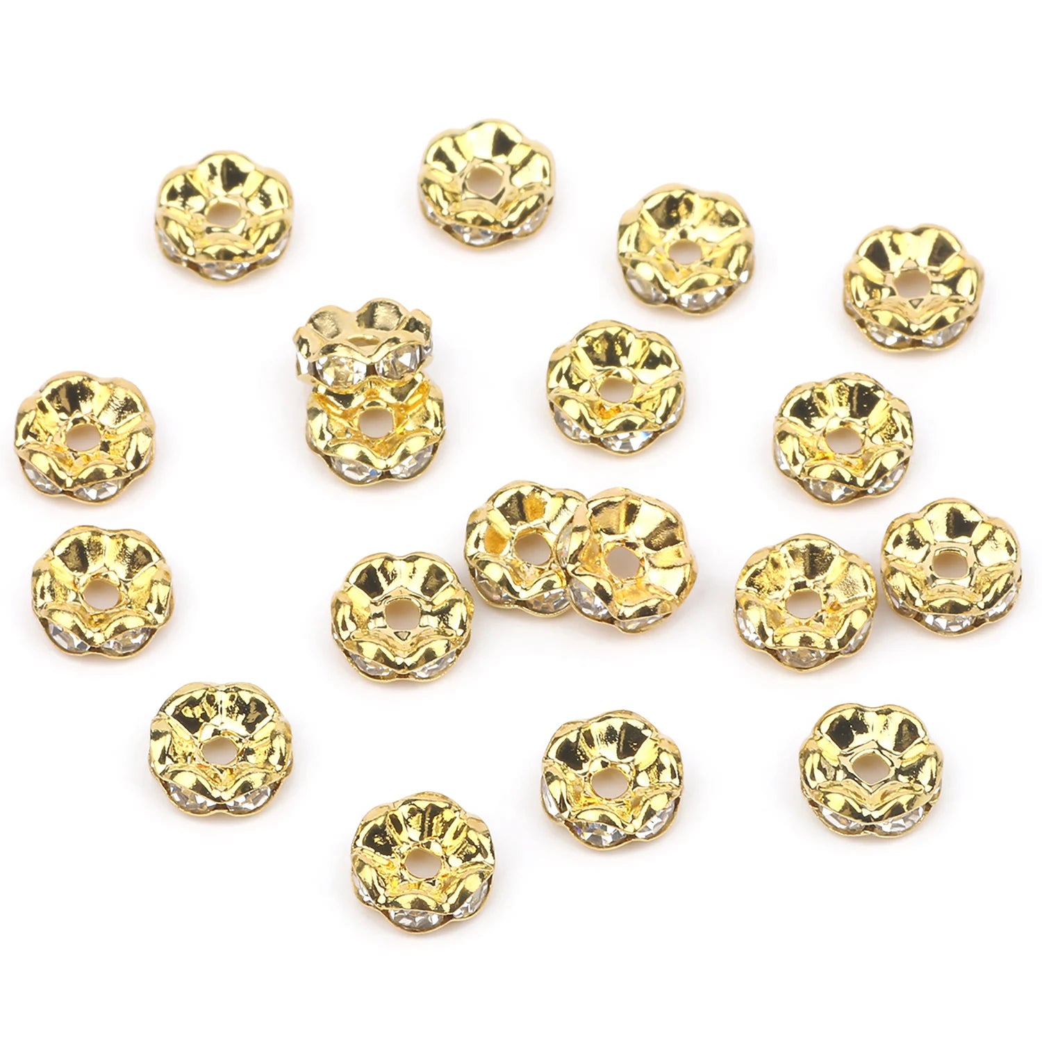 50pc/Lot 6mm 8mm 10mm AB Color  Rhinestone Ball Shape Loose Beads Metal Crystal Beads
