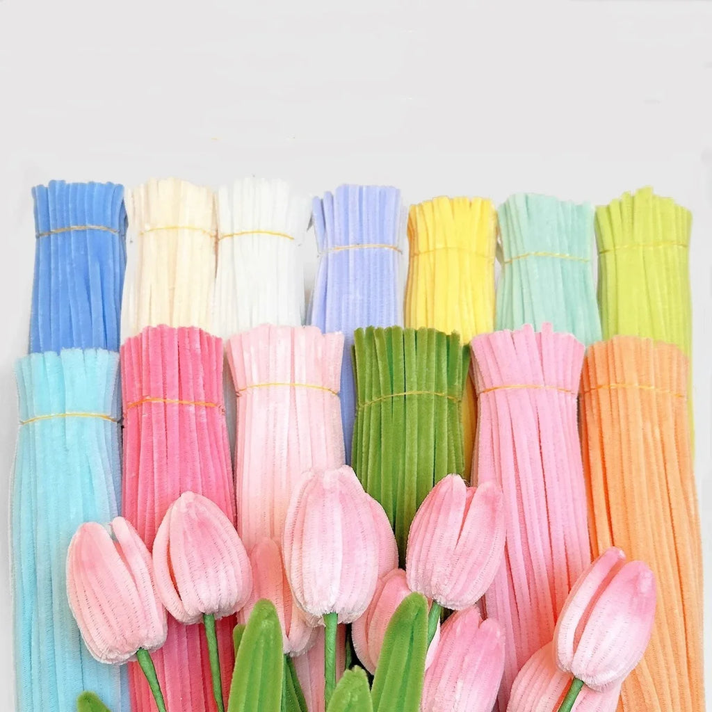 410 pcs colored pipe cleaner flower set,