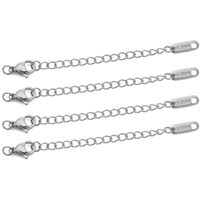 10pcs Stainless Steel Extension Chains with Lobster Clasps Connector Link