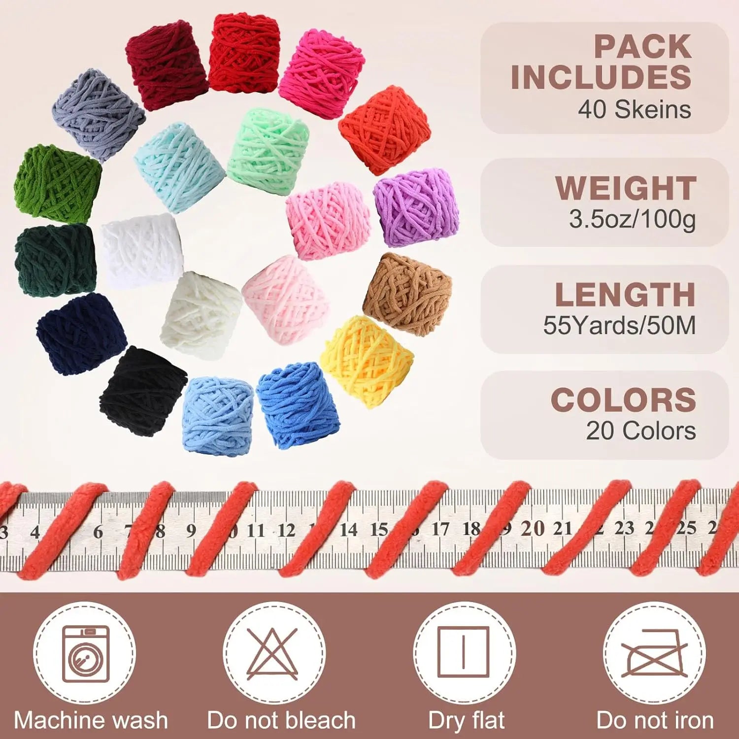 Multicolored Bulky Chenille Yarn for Crocheting