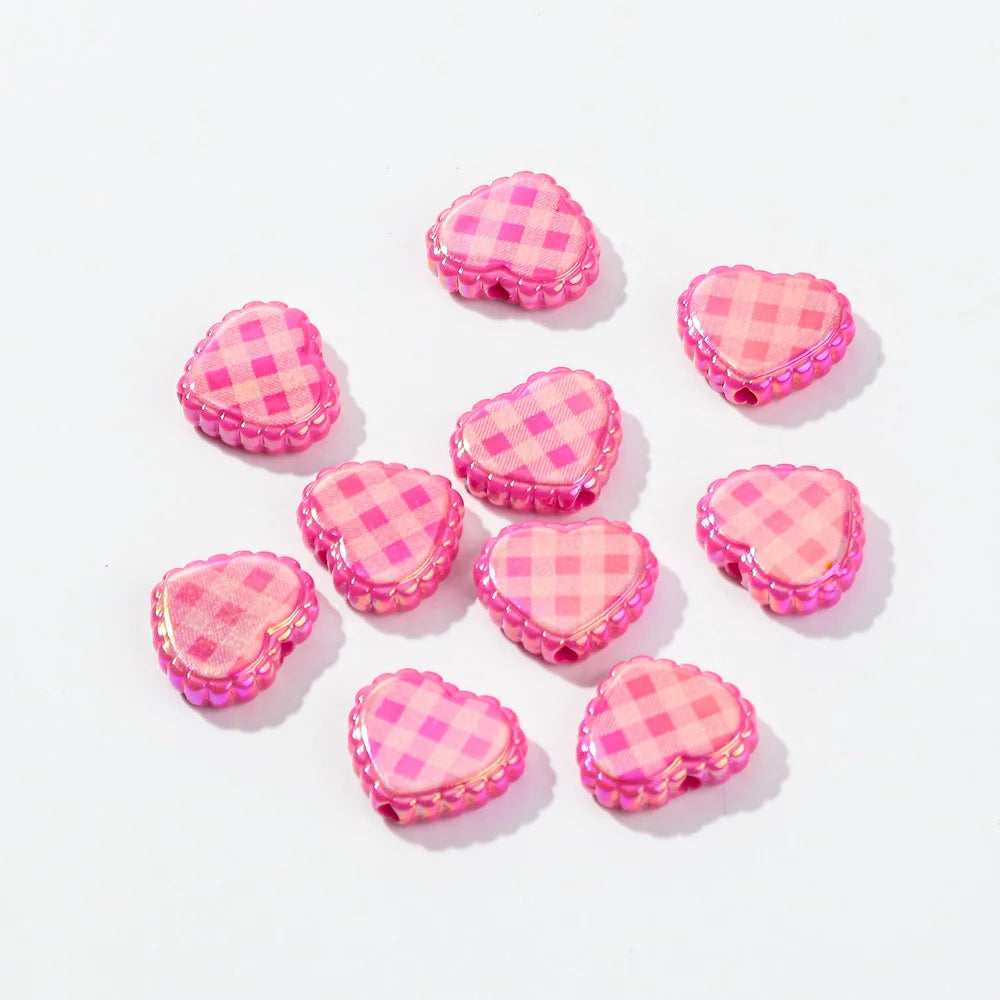 10pcs Love Heart Spacer Loose Beads Charms for DIY Bracelet Necklace Earring Jewelry Accessories