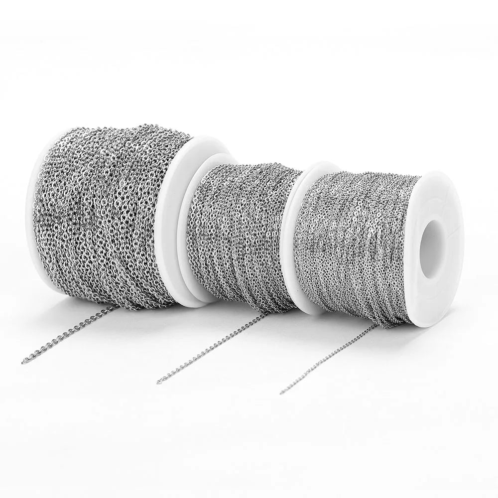 10 Meters Stainless Steel Chain,Gold&Steel Color Link for DIY Jewelry Making