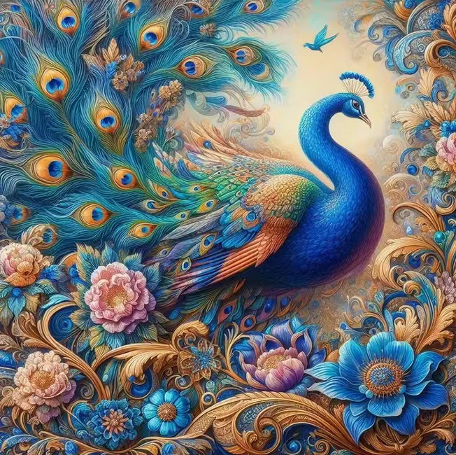5DDi Colorful Flowers Animal Peacock Diamond Art Kits for Beginners, DIY Full Round Gem Art Picture for Gift Home Wall Decor