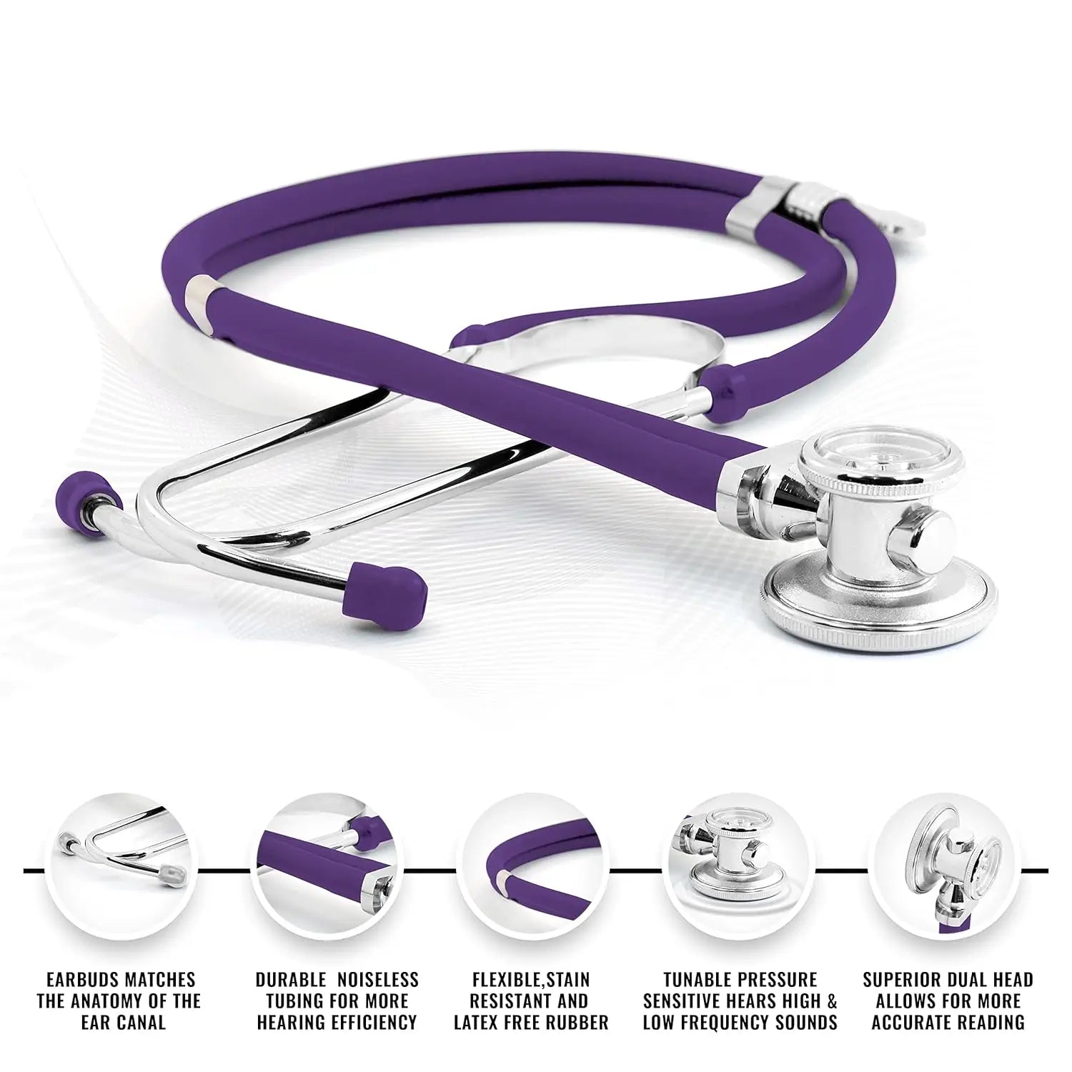 18-Piece Nurse Starter Kit with Stethoscope, BP Monitor, Otoscope & More - Purple