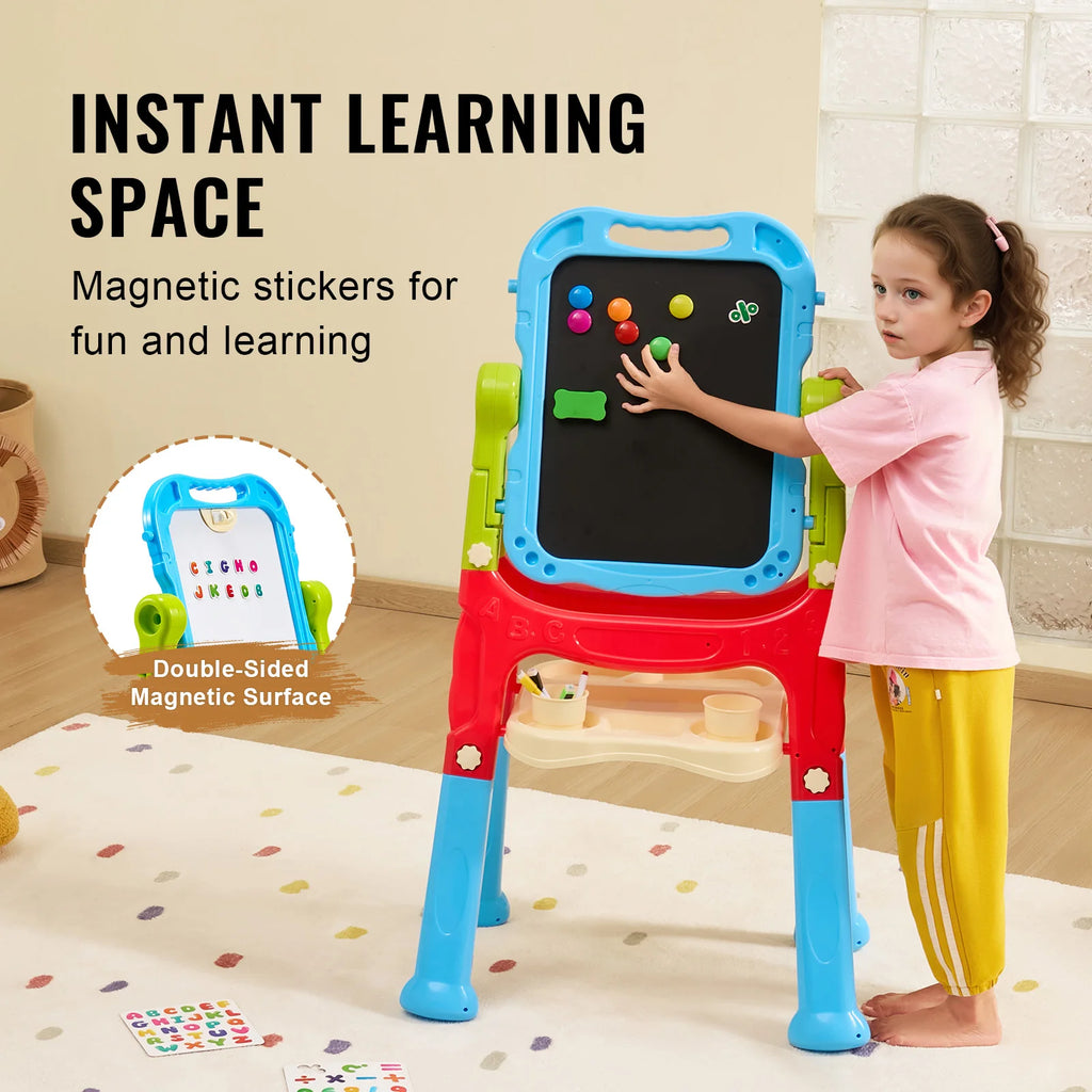 Children Magnetic Drawing Board with Chalkboard Art Easel