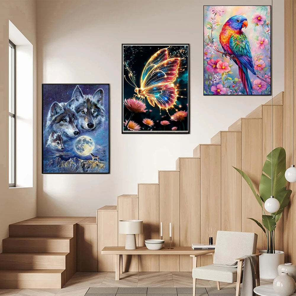 6 Kinds Of Patterns Scenery Animals Diamond Painting Art Kits 5D