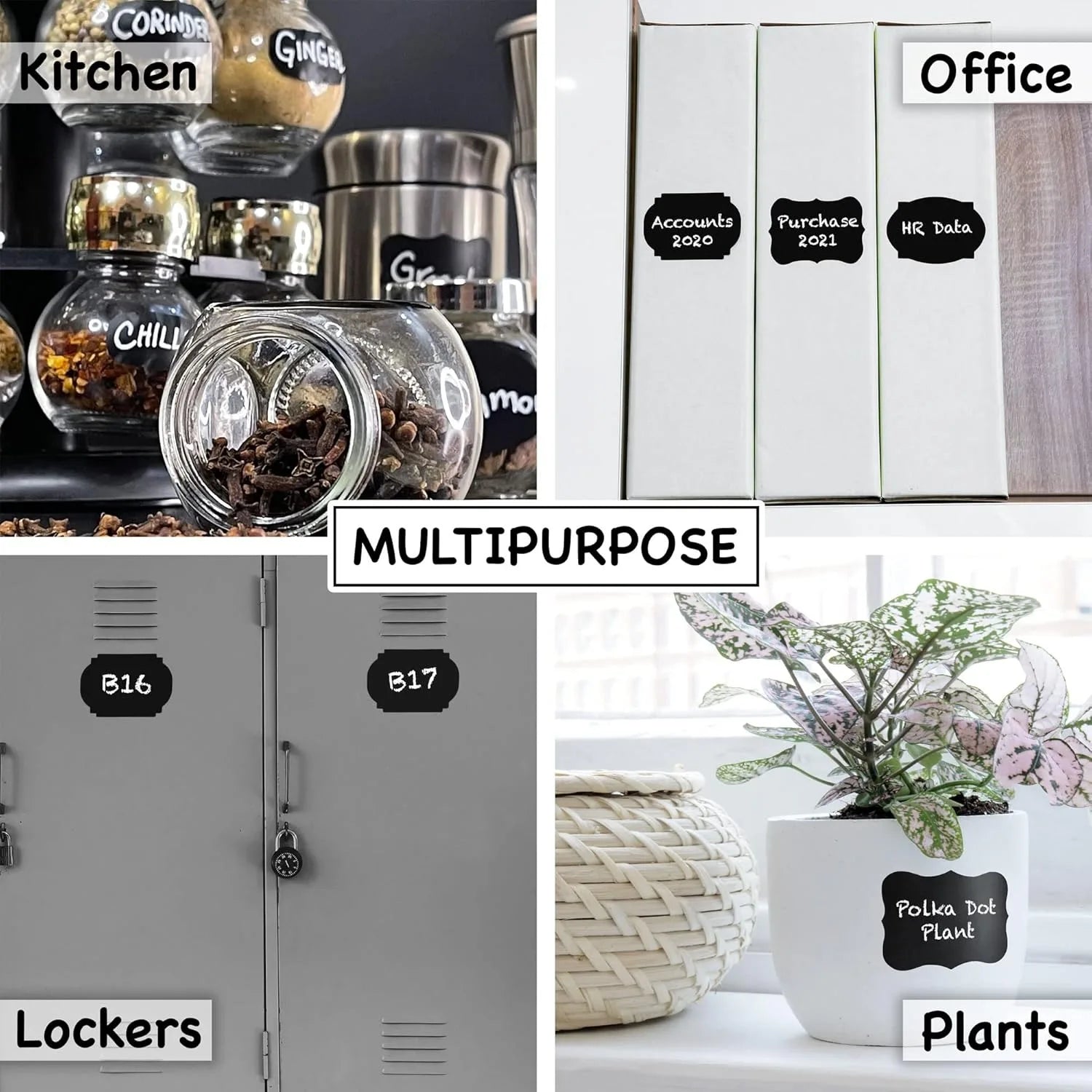 36pcs Write-On Stickers&Pen Set, Adhesive Labels for Kitchen, School,Office,Storage Boxes,Waterproof & Erasable,Irregular Shapes
