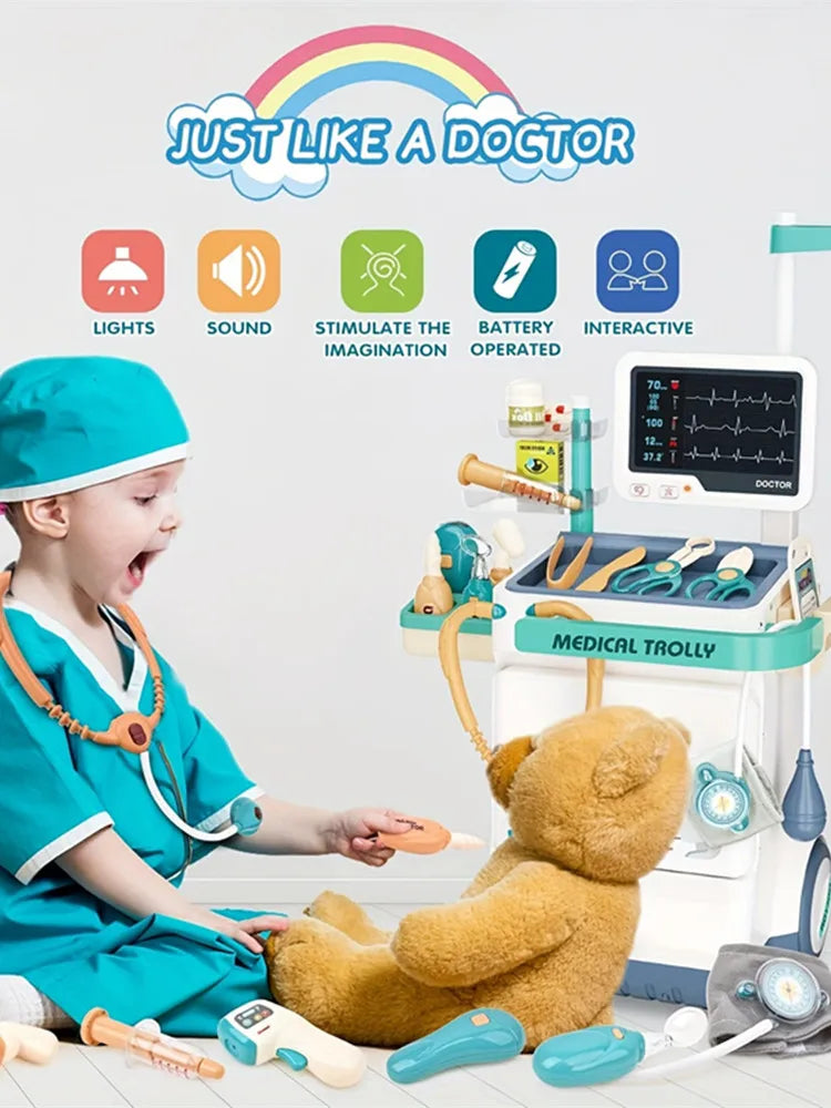 Pretend Medical Station Toy Set With Play Stethoscope And Medical Equipment - Doctor Role Play Gift,
