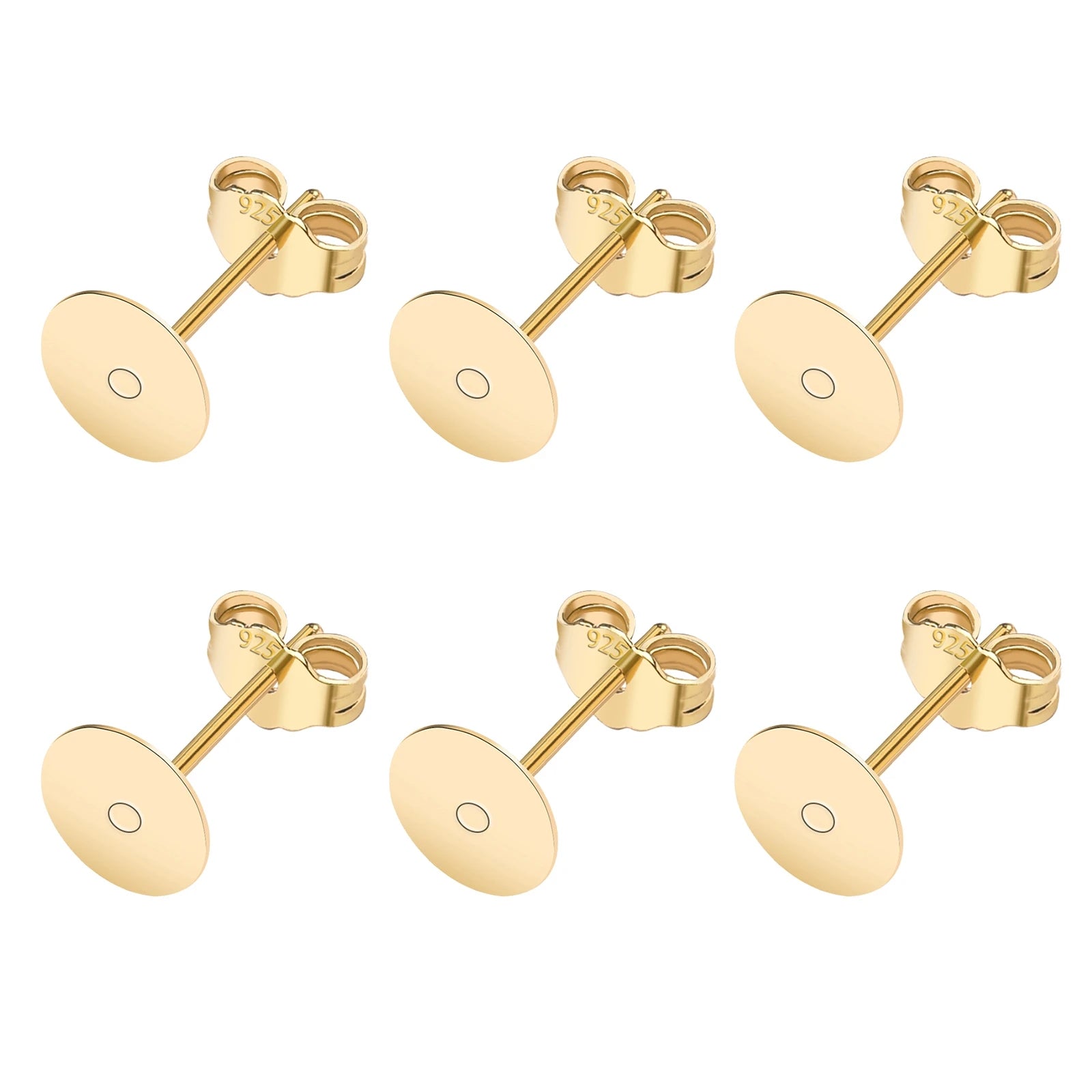 50pcs/Bag 925 Silver Stainless Steel Earring Studs Blank Post Base Pins With Earring Plug