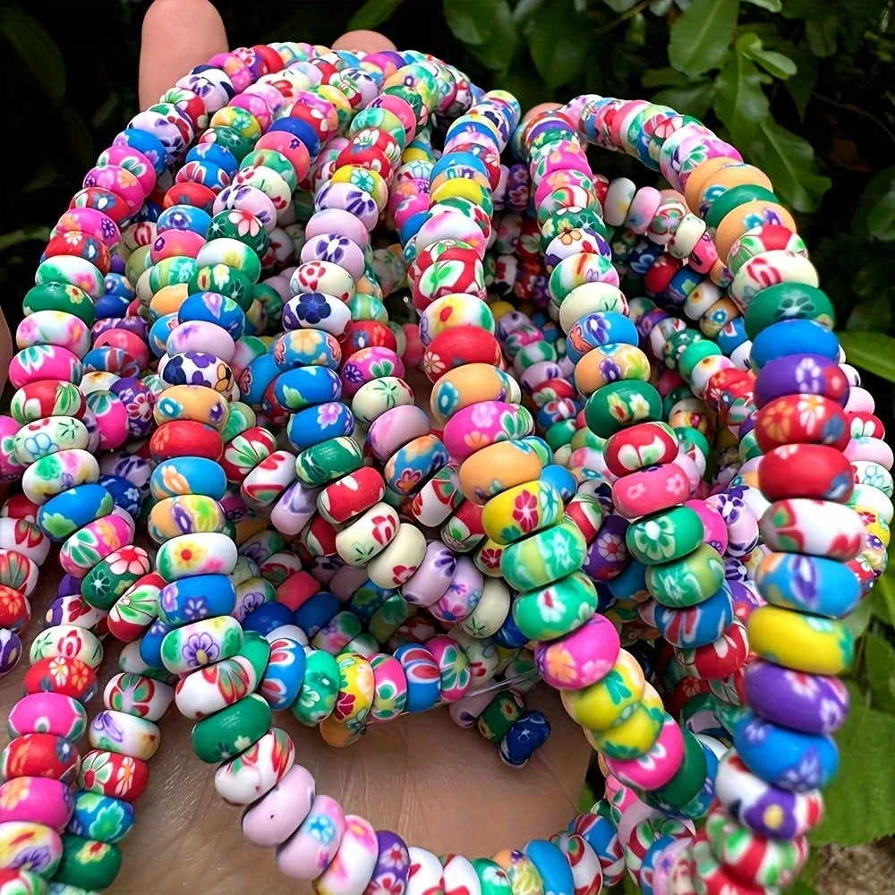 100pcs Colored Clay Beads, Accessories for Necklace Bracelet, Keychain Jewelry Making
