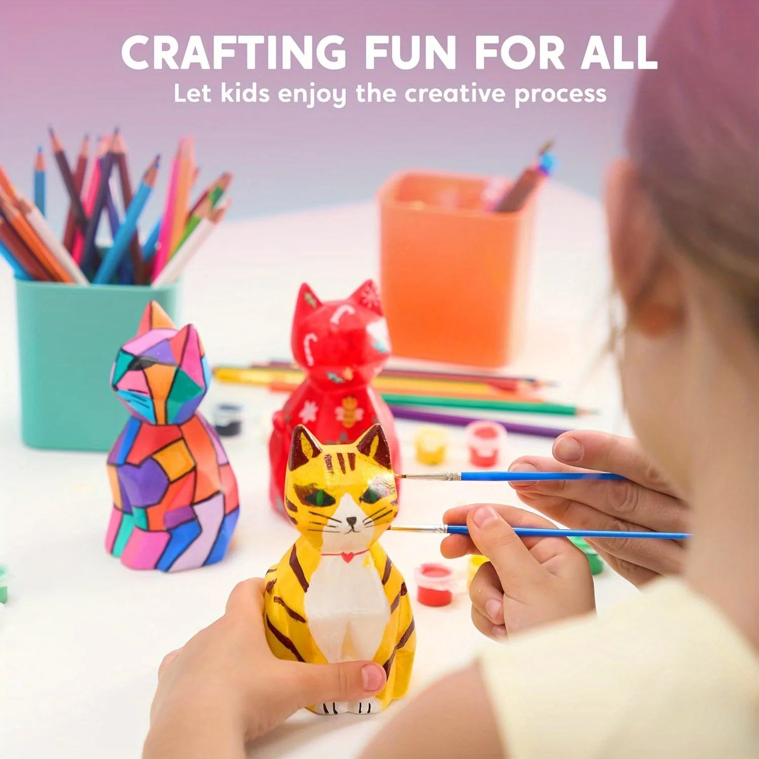 JOYFY Kids DIY Night Light Paint Your Own Cat Lamp