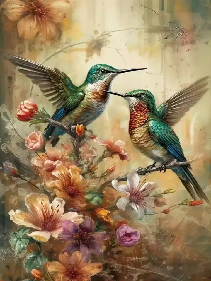 5D Diamond Painting Set Hummingbird Flower Bird Art Embroidery Home Wall Decoration Gifts.