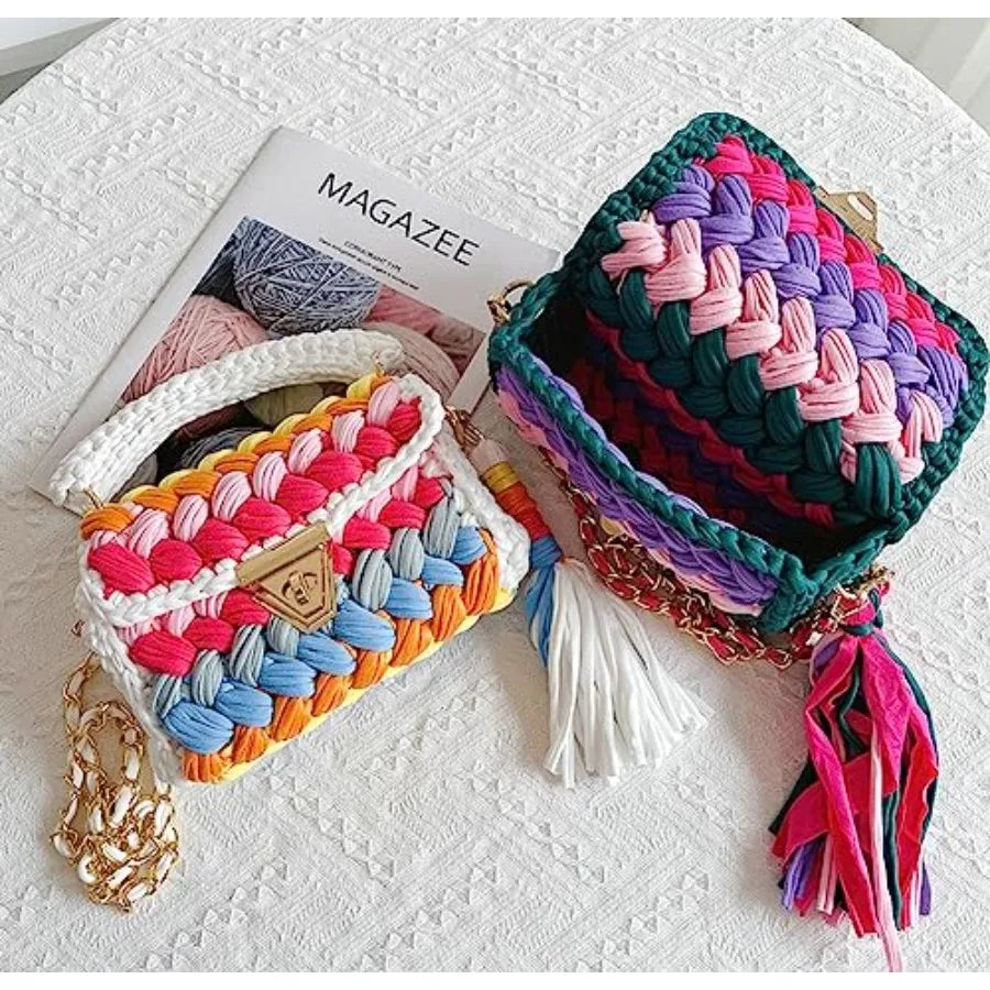 Chunky Yarn Knit Crochet Tote Purse Crossbody Bags for Women ,Clutch Flap ,Shoulder Bag.