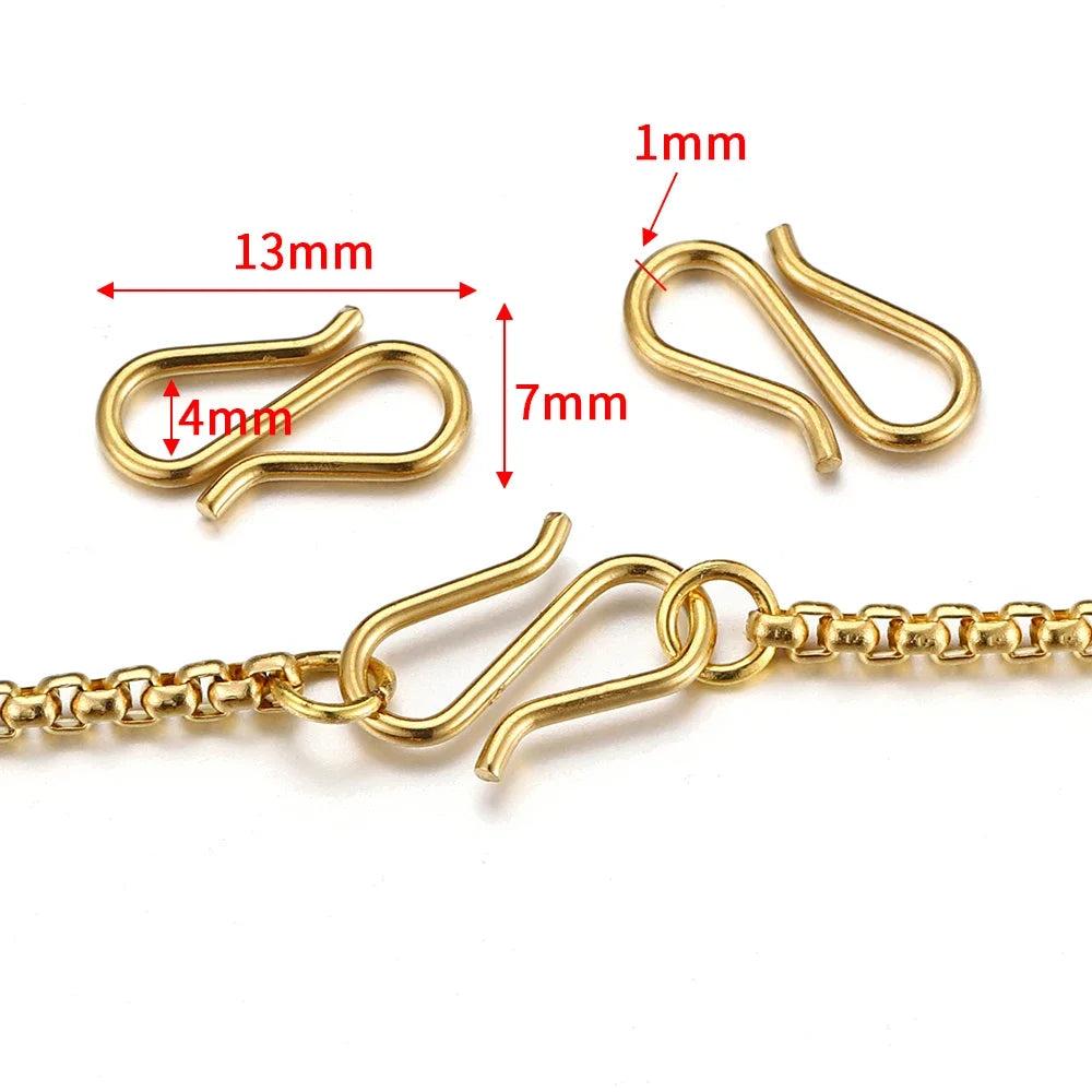 20pcs Stainless Steel Gold Color S Shape Clasps DIY Necklace Hooks Connectors