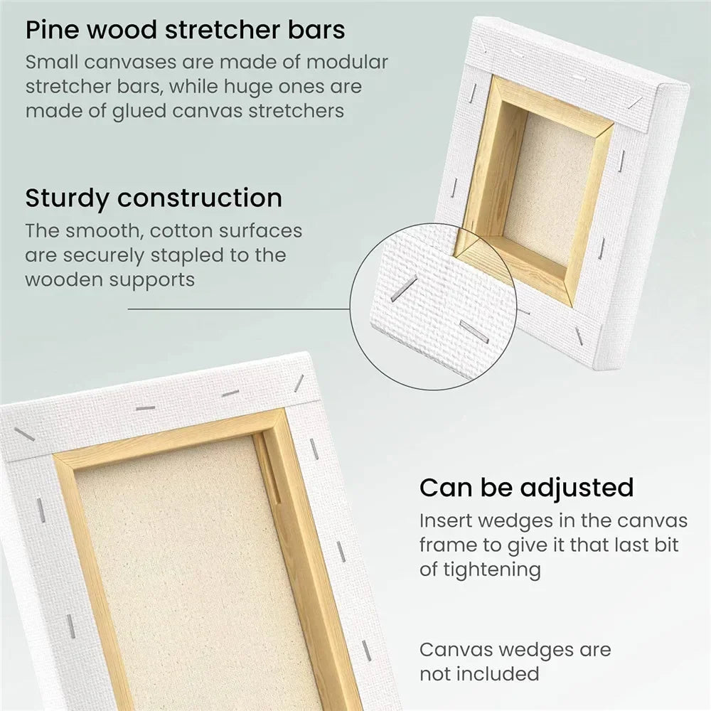 4pcs/pack Professional Stretched Canvas Primed White