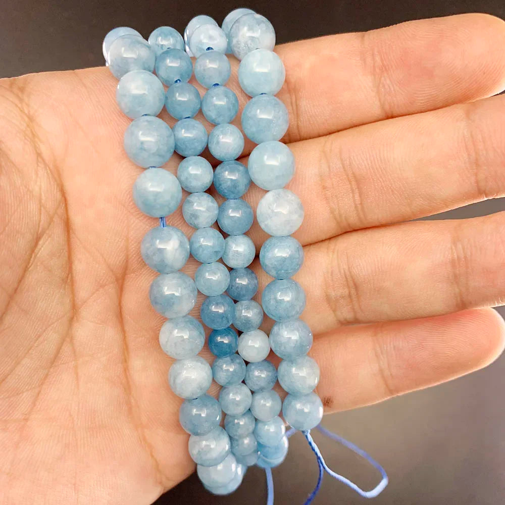 1 strand/lot 4/6/8/10/12mm Natural Aquamarin Agat Stone Beads