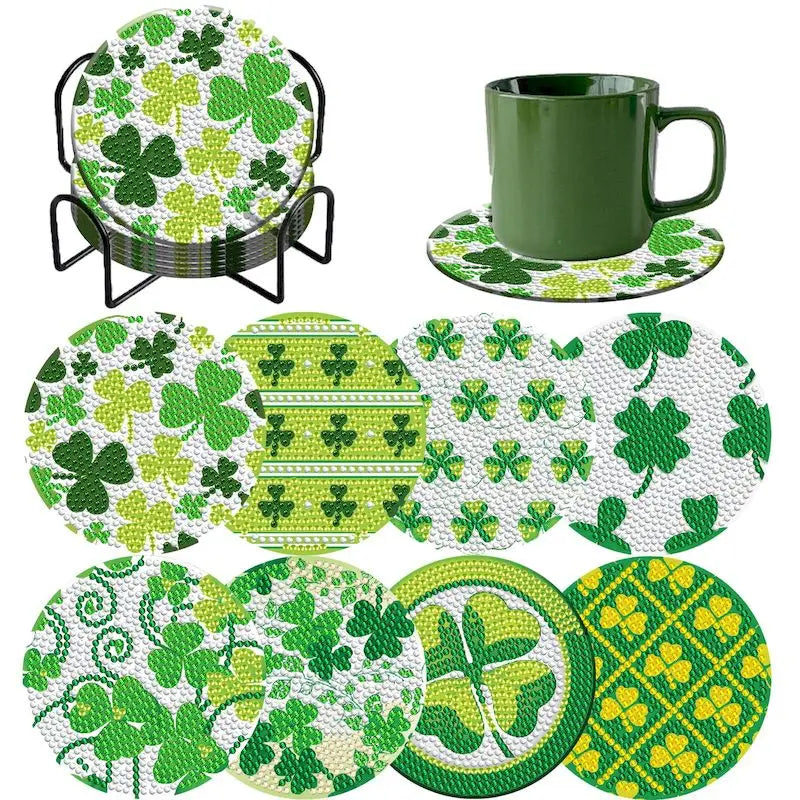 8pc/Sets DIY Diamond Art Coaster Kits for Adults, Kids and Beginners.