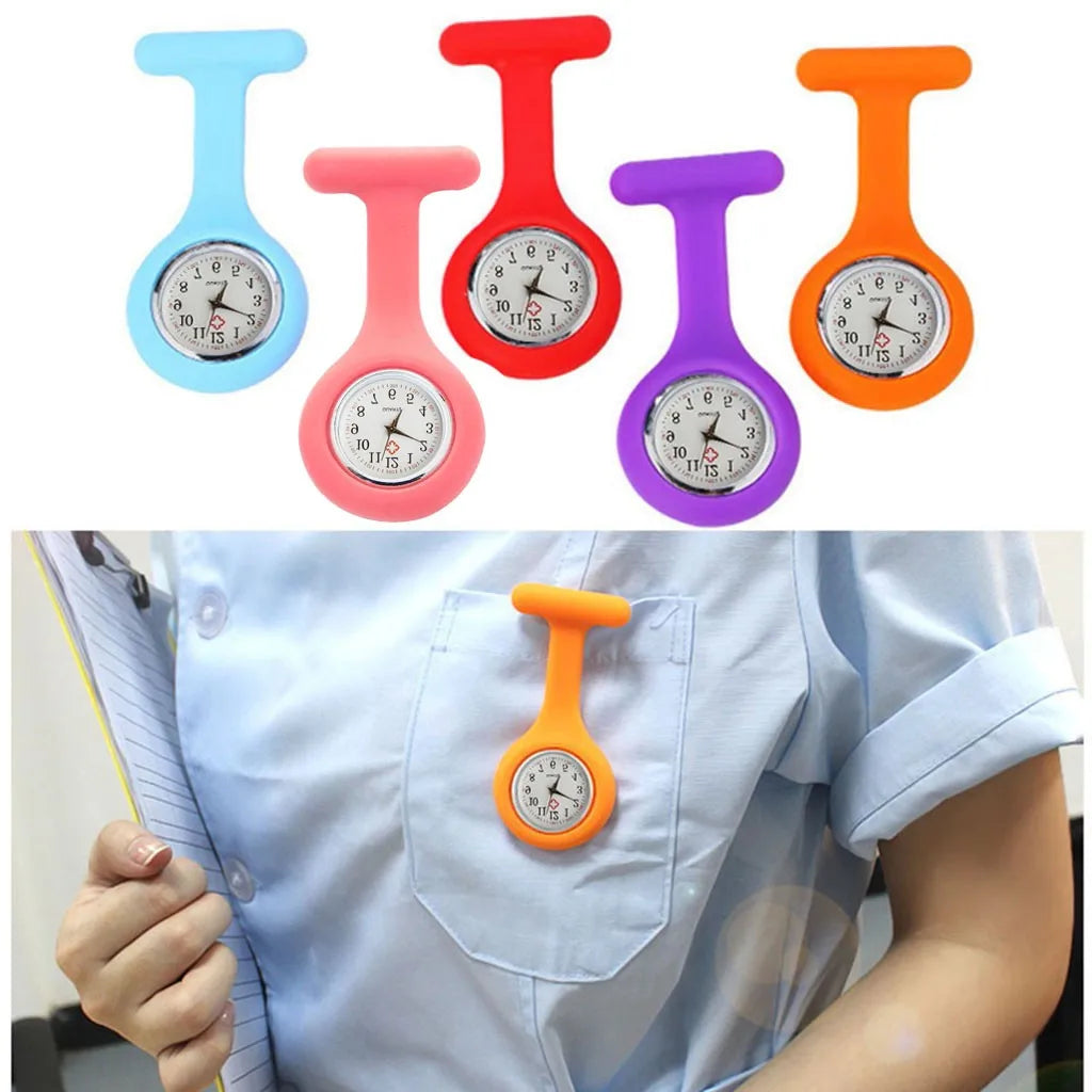 Silicone Nurse Watch Pocket Watches Mini Cute Medical Watch Lockable Pins Nurse Clip Watch Women Men Hanging Quartz Watches