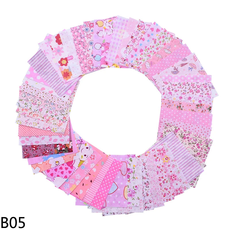 50Pcs 10x10cm Mixed Style Square Patchwork Cotton Fabric Cloth