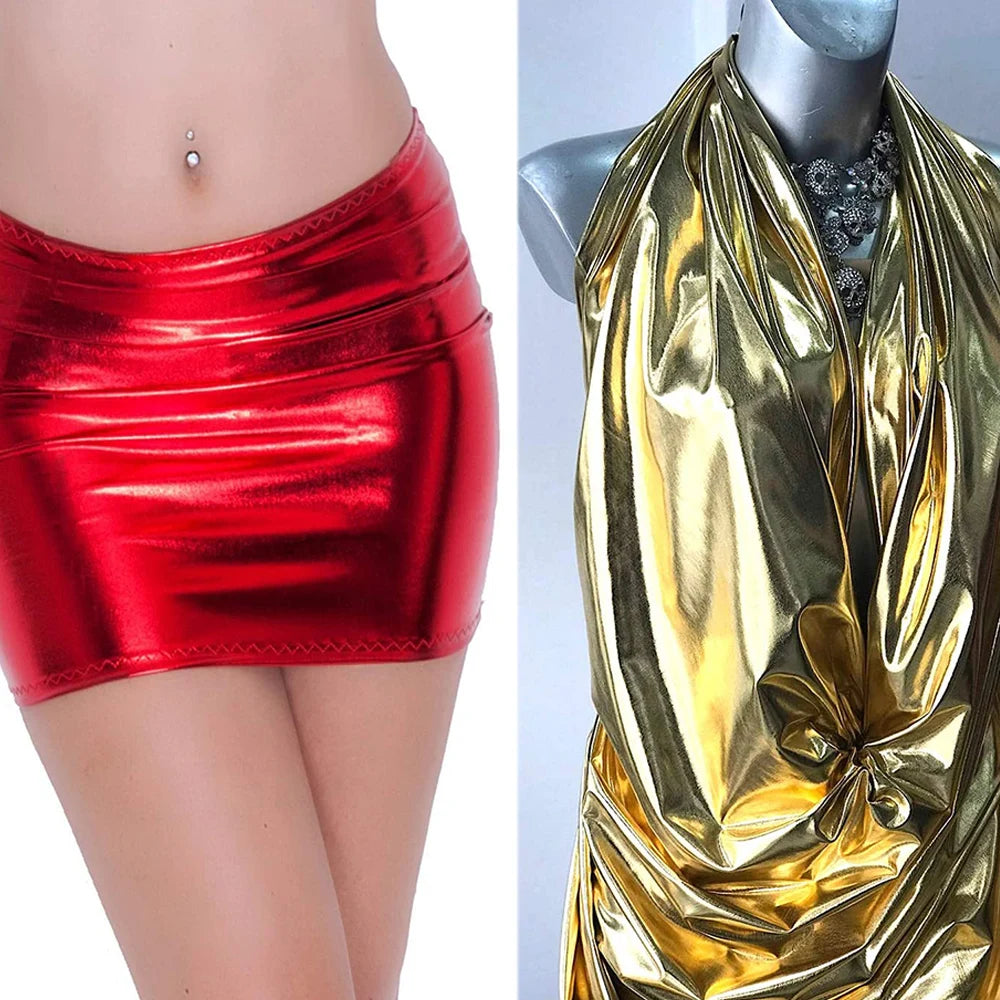 59in x 19in Stretch Shiny Gold Foil Bronzing Spandex .