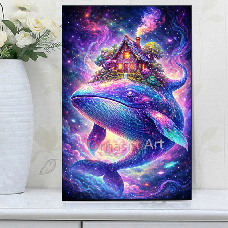 100% 5D DIY Fairy Dust Drill Diamond Painting Whale Full Crystal Diamond Mosaic Art.