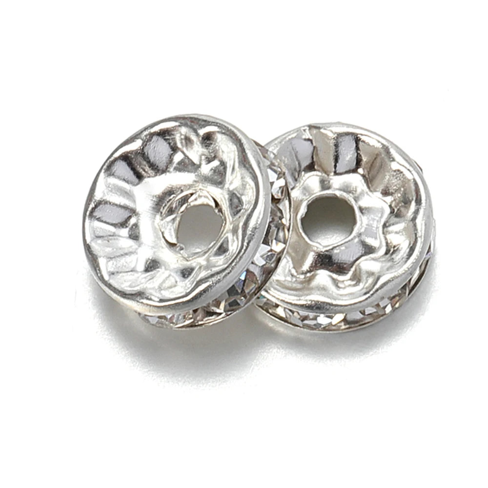 100pcs Silver Color Crystal Rhinestone Spacer Loose Beads Jewelry