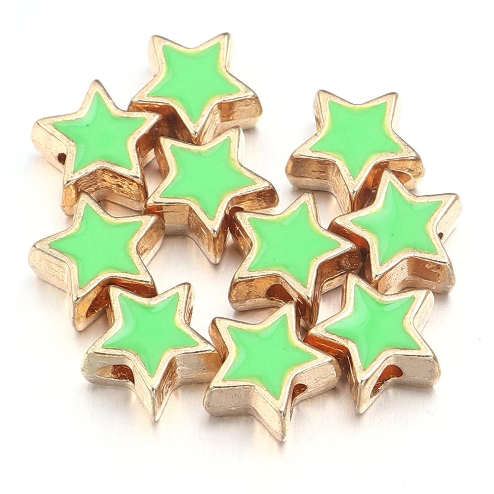 10pcs/Lot 8mm Alloy Double Sided Love Heart Enamel Beads for Jewelry Making Charms Loose Spacer Beads DIY Bracelet Necklace