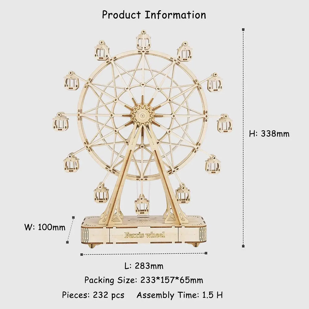 3D Puzzle Ferris Wheel Music Box Model Kit. For Children and adults crafting DIY, Unisex.