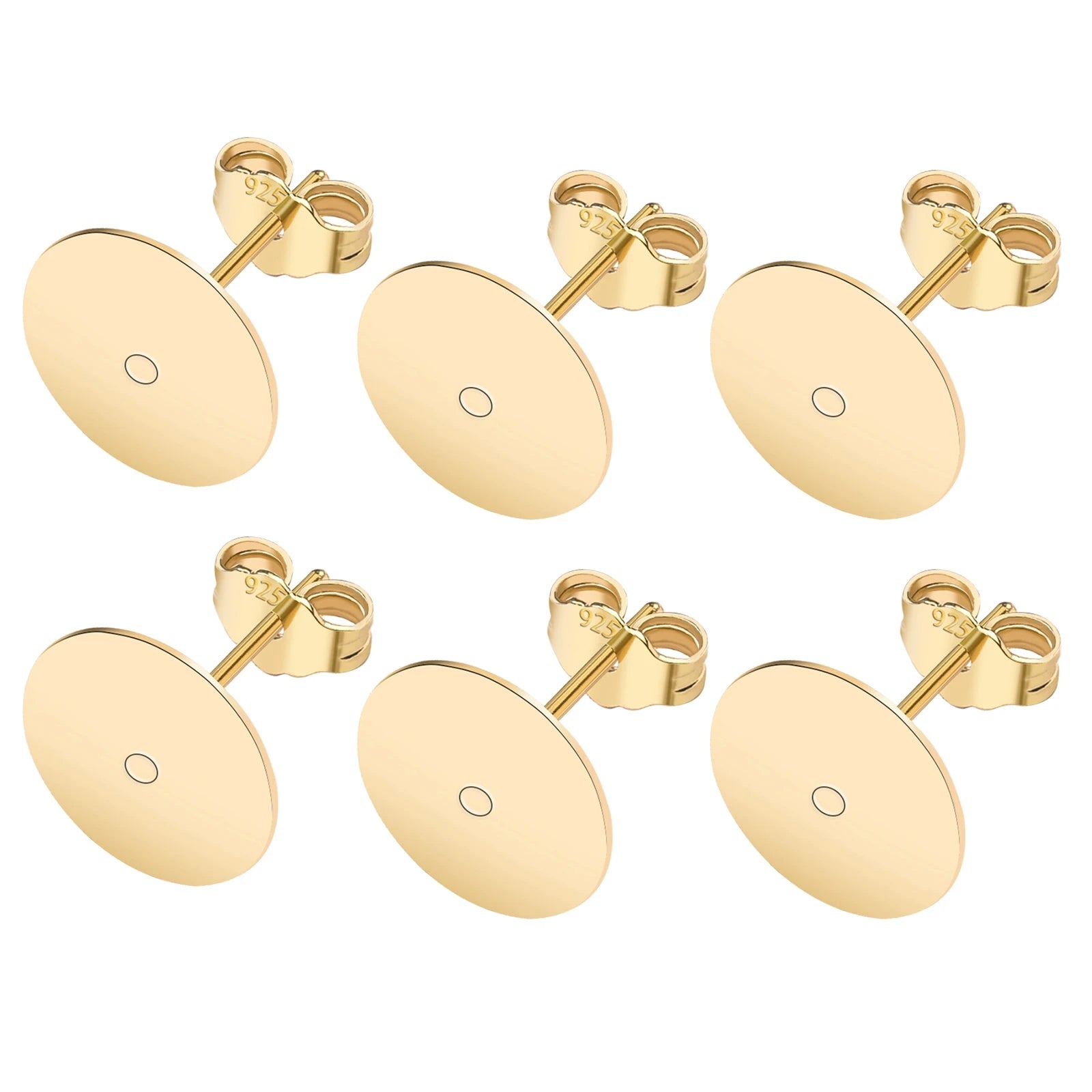 50pcs/Bag 925 Silver Stainless Steel Earring Studs Blank Post Base Pins With Earring Plug