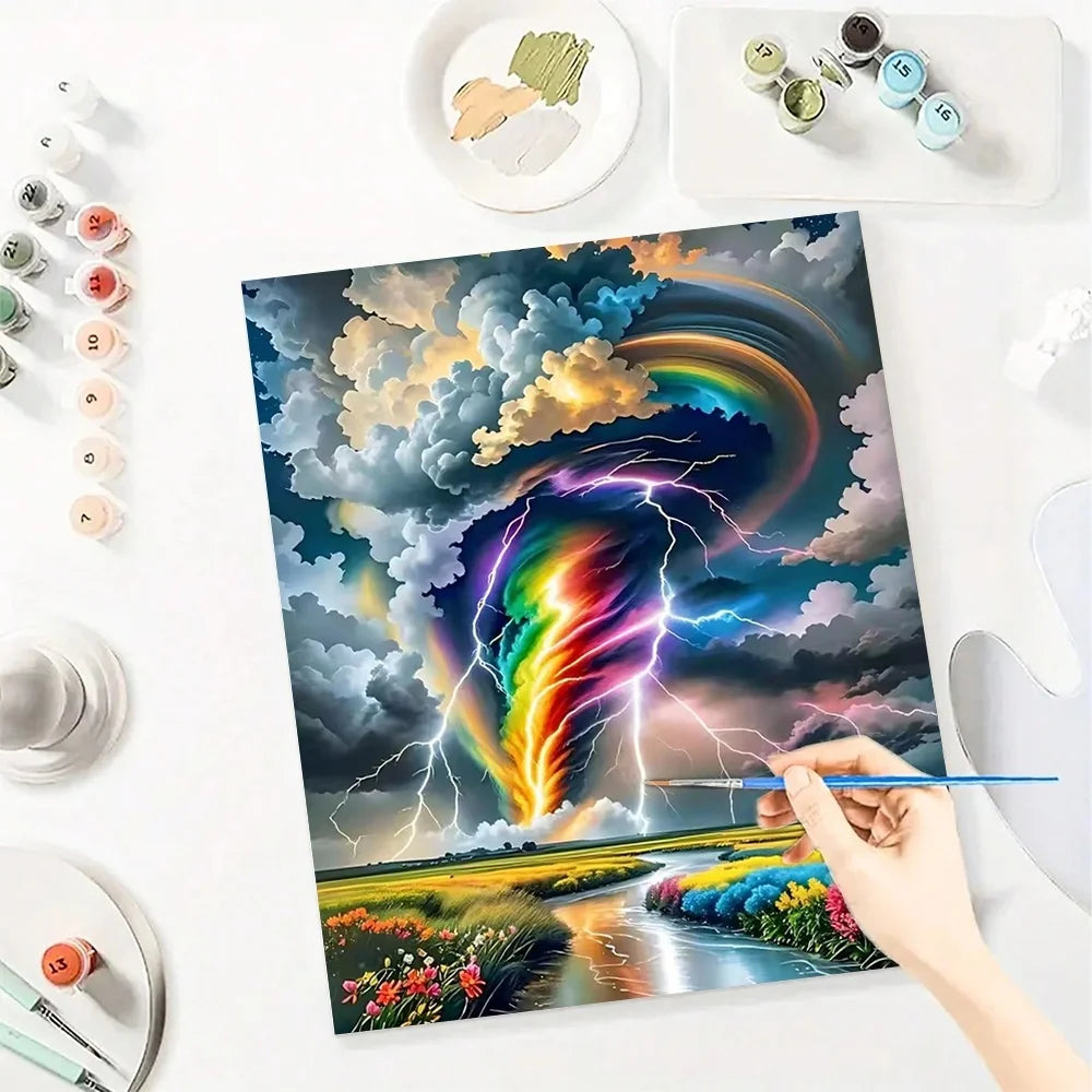 Colorful Tornado Diy Art Paint By Numbers For Adult Landscape