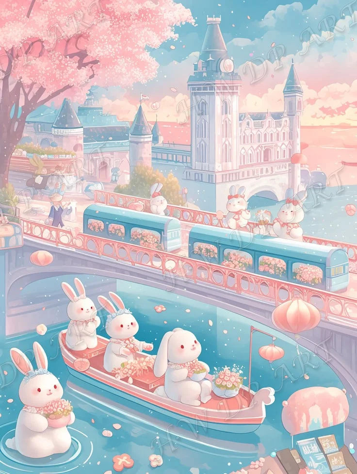 100% Fairy Dust Diamond Painting Rabbit Square Diamond Embroidery, cross stitch Diamond Art