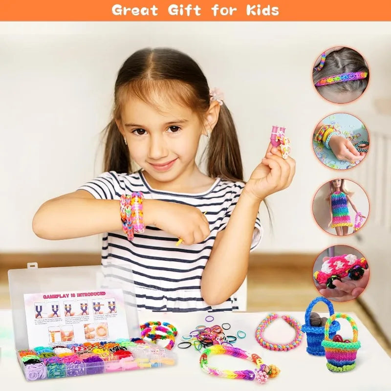 Colorful Loom Bracelet Making Kit with Storage Box DIY Art Craft Set with Charms Beads Christmas Gift