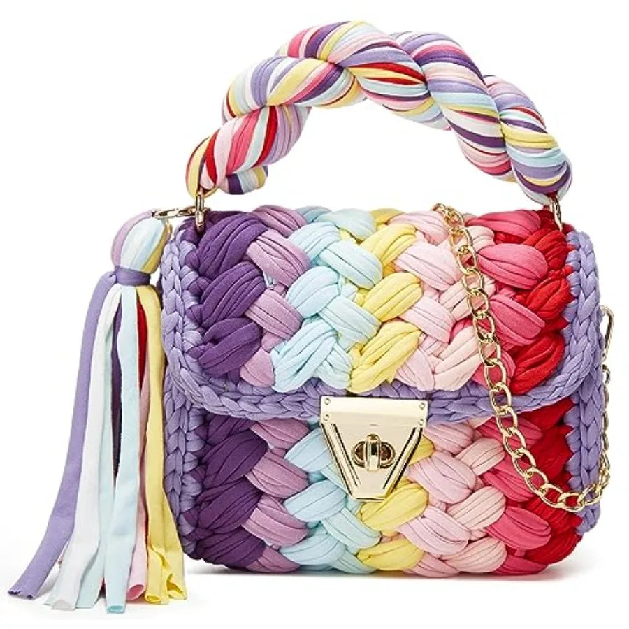 Chunky Yarn Knit Crochet Tote Purse Crossbody Bags for Women ,Clutch Flap ,Shoulder Bag.
