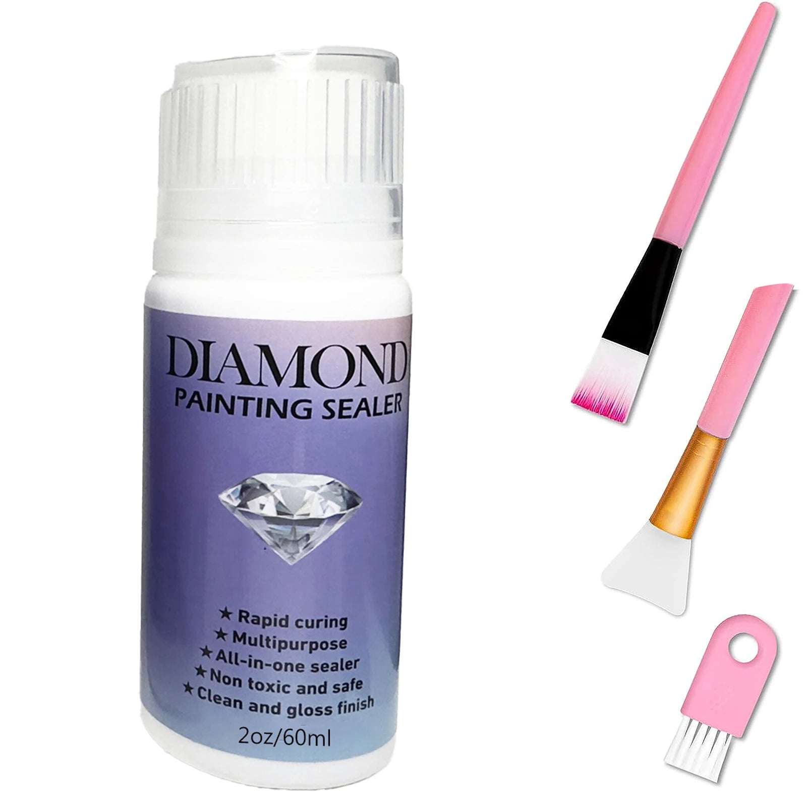 60ML/120ML/200ML Diamond Painting Sealer with 3 Pcs Brushes.