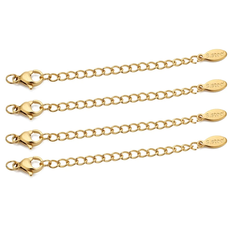 10pcs Stainless Steel Extension Chains with Lobster Clasps Connector Link